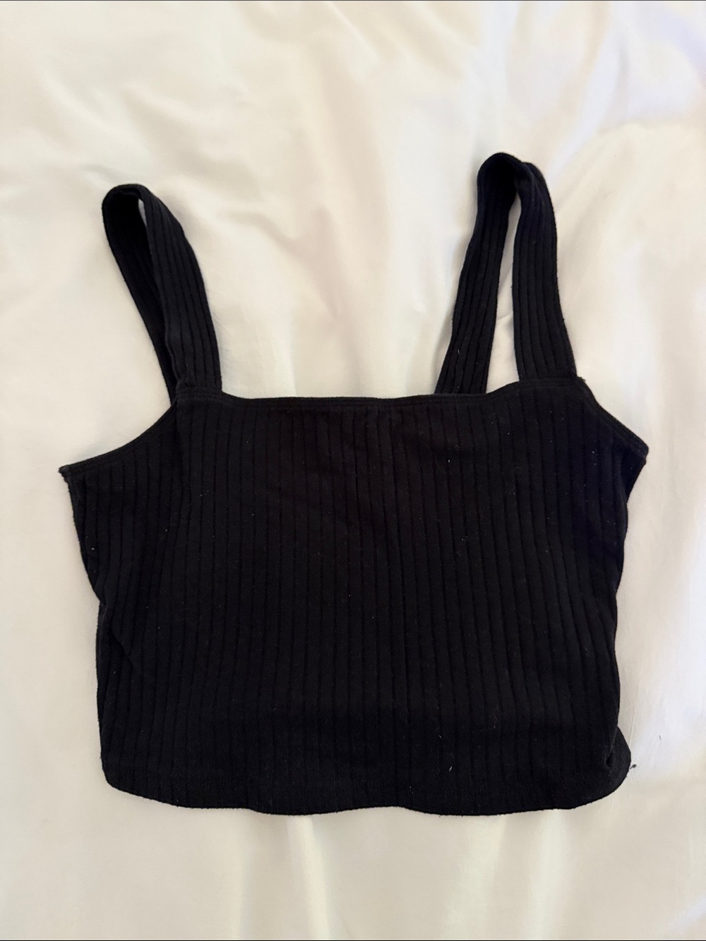 American Eagle Outfitters Black Ribbed Square Crop Tank